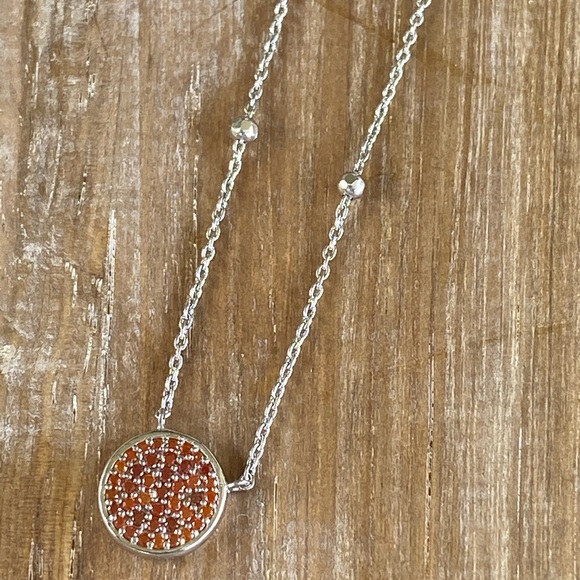Argento Vivo Coral Pave Disc Pendant Necklace ☀️ - Picture 10 of 12